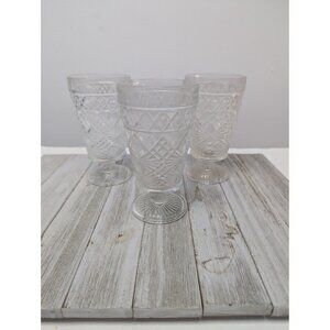 Set 3 Vintage Hazel Atlas Big Top Peanut Butter Footed Tea Water Goblets